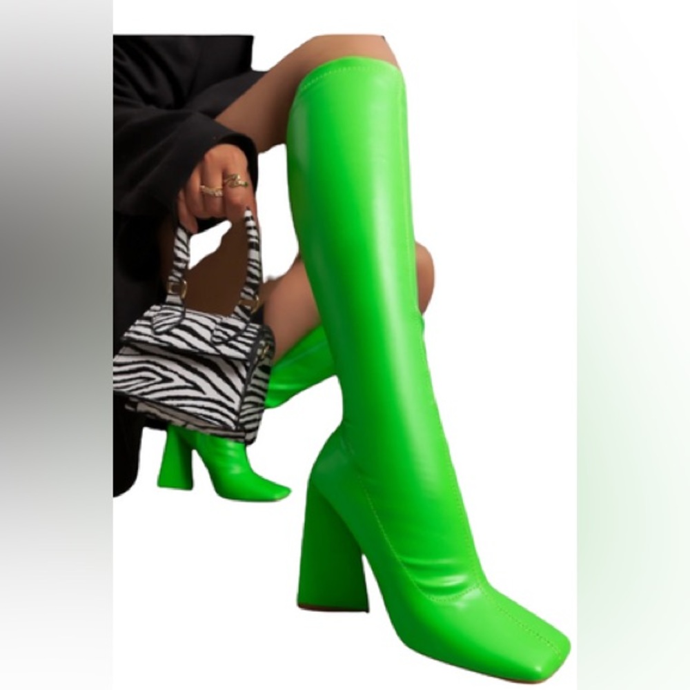 Mix Shuz Lime Green Knee High Boots